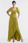ColsBM Emilia Golden Olive Modest Sweetheart Short Sleeve Zip up Floor Length Plus Size Bridesmaid Dresses