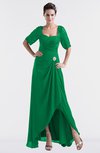 ColsBM Emilia Green Modest Sweetheart Short Sleeve Zip up Floor Length Plus Size Bridesmaid Dresses