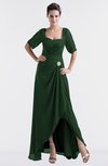 ColsBM Emilia Hunter Green Modest Sweetheart Short Sleeve Zip up Floor Length Plus Size Bridesmaid Dresses