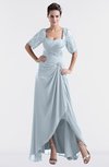 ColsBM Emilia Illusion Blue Modest Sweetheart Short Sleeve Zip up Floor Length Plus Size Bridesmaid Dresses