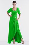 ColsBM Emilia Jasmine Green Modest Sweetheart Short Sleeve Zip up Floor Length Plus Size Bridesmaid Dresses