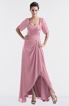 ColsBM Emilia Light Coral Modest Sweetheart Short Sleeve Zip up Floor Length Plus Size Bridesmaid Dresses