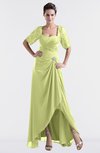 ColsBM Emilia Lime Green Modest Sweetheart Short Sleeve Zip up Floor Length Plus Size Bridesmaid Dresses