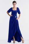 ColsBM Emilia Nautical Blue Modest Sweetheart Short Sleeve Zip up Floor Length Plus Size Bridesmaid Dresses