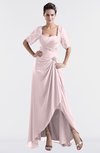 ColsBM Emilia Petal Pink Modest Sweetheart Short Sleeve Zip up Floor Length Plus Size Bridesmaid Dresses