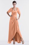ColsBM Emilia Salmon Modest Sweetheart Short Sleeve Zip up Floor Length Plus Size Bridesmaid Dresses