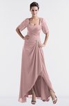 ColsBM Emilia Silver Pink Modest Sweetheart Short Sleeve Zip up Floor Length Plus Size Bridesmaid Dresses