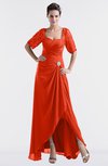 ColsBM Emilia Tangerine Tango Modest Sweetheart Short Sleeve Zip up Floor Length Plus Size Bridesmaid Dresses