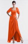 ColsBM Emilia Tangerine Modest Sweetheart Short Sleeve Zip up Floor Length Plus Size Bridesmaid Dresses