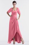 ColsBM Emilia Watermelon Modest Sweetheart Short Sleeve Zip up Floor Length Plus Size Bridesmaid Dresses