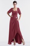 ColsBM Emilia Wine Modest Sweetheart Short Sleeve Zip up Floor Length Plus Size Bridesmaid Dresses