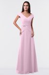 ColsBM Madelyn Baby Pink Informal A-line Portrait Zipper Floor Length Ruching Plus Size Bridesmaid Dresses
