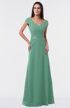 ColsBM Madelyn Beryl Green Informal A-line Portrait Zipper Floor Length Ruching Plus Size Bridesmaid Dresses