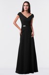 ColsBM Madelyn Black Informal A-line Portrait Zipper Floor Length Ruching Plus Size Bridesmaid Dresses