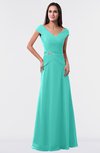 ColsBM Madelyn Blue Turquoise Informal A-line Portrait Zipper Floor Length Ruching Plus Size Bridesmaid Dresses