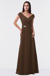 ColsBM Madelyn Chocolate Brown Informal A-line Portrait Zipper Floor Length Ruching Plus Size Bridesmaid Dresses