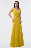 ColsBM Madelyn Lemon Curry Informal A-line Portrait Zipper Floor Length Ruching Plus Size Bridesmaid Dresses