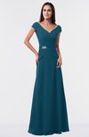 ColsBM Madelyn Moroccan Blue Informal A-line Portrait Zipper Floor Length Ruching Plus Size Bridesmaid Dresses