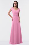 ColsBM Madelyn Pink Informal A-line Portrait Zipper Floor Length Ruching Plus Size Bridesmaid Dresses