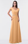 ColsBM Madelyn Salmon Buff Informal A-line Portrait Zipper Floor Length Ruching Plus Size Bridesmaid Dresses
