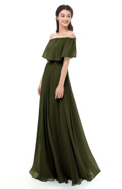 ColsBM Hana Beech Bridesmaid Dresses Romantic Short Sleeve Floor Length Pleated A-line Off The Shoulder