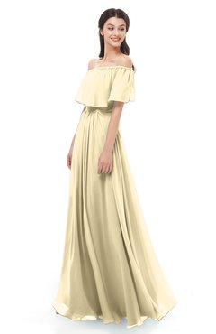 ColsBM Hana Cornhusk Bridesmaid Dresses Romantic Short Sleeve Floor Length Pleated A-line Off The Shoulder