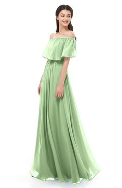 ColsBM Hana Gleam Bridesmaid Dresses Romantic Short Sleeve Floor Length Pleated A-line Off The Shoulder