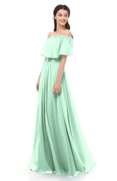 ColsBM Hana Honeydew Bridesmaid Dresses Romantic Short Sleeve Floor Length Pleated A-line Off The Shoulder
