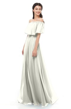 ColsBM Hana Ivory Bridesmaid Dresses Romantic Short Sleeve Floor Length Pleated A-line Off The Shoulder