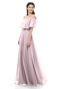 ColsBM Hana Pale Lilac Bridesmaid Dresses Romantic Short Sleeve Floor Length Pleated A-line Off The Shoulder