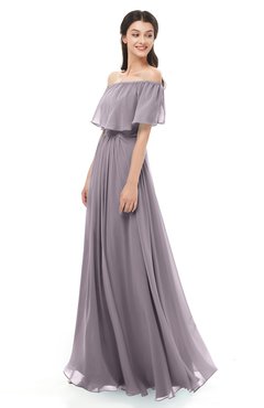 ColsBM Hana Sea Fog Bridesmaid Dresses Romantic Short Sleeve Floor Length Pleated A-line Off The Shoulder
