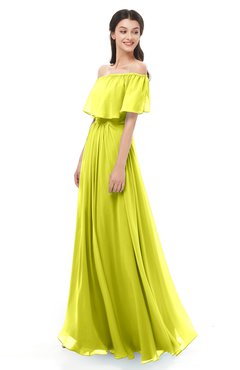 ColsBM Hana Sulphur Spring Bridesmaid Dresses Romantic Short Sleeve Floor Length Pleated A-line Off The Shoulder