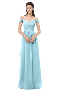 ColsBM Amirah Aqua Bridesmaid Dresses Halter Zip up Pleated Floor Length Elegant Short Sleeve