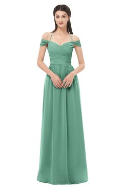 ColsBM Amirah Beryl Green Bridesmaid Dresses Halter Zip up Pleated Floor Length Elegant Short Sleeve