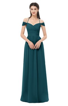 ColsBM Amirah Blue Green Bridesmaid Dresses Halter Zip up Pleated Floor Length Elegant Short Sleeve