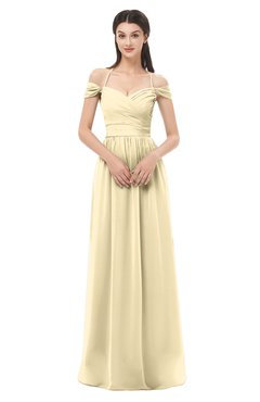 ColsBM Amirah Cornhusk Bridesmaid Dresses Halter Zip up Pleated Floor Length Elegant Short Sleeve