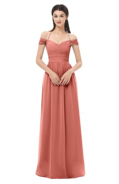 ColsBM Amirah Crabapple Bridesmaid Dresses Halter Zip up Pleated Floor Length Elegant Short Sleeve