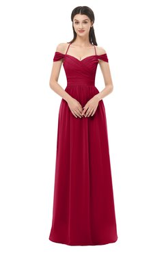 ColsBM Amirah Dark Red Bridesmaid Dresses Halter Zip up Pleated Floor Length Elegant Short Sleeve
