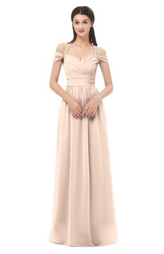 ColsBM Amirah Fresh Salmon Bridesmaid Dresses Halter Zip up Pleated Floor Length Elegant Short Sleeve