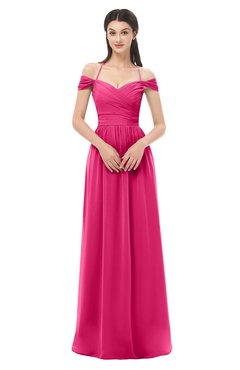 ColsBM Amirah Fuschia Bridesmaid Dresses Halter Zip up Pleated Floor Length Elegant Short Sleeve