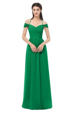 ColsBM Amirah Green Bridesmaid Dresses Halter Zip up Pleated Floor Length Elegant Short Sleeve