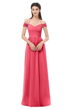 ColsBM Amirah Guava Bridesmaid Dresses Halter Zip up Pleated Floor Length Elegant Short Sleeve