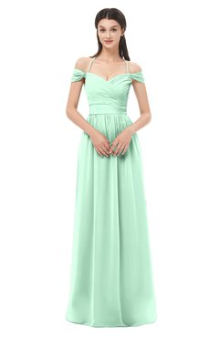 ColsBM Amirah Honeydew Bridesmaid Dresses Halter Zip up Pleated Floor Length Elegant Short Sleeve