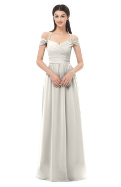 ColsBM Amirah Off White Bridesmaid Dresses Halter Zip up Pleated Floor Length Elegant Short Sleeve