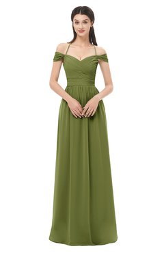ColsBM Amirah Olive Green Bridesmaid Dresses Halter Zip up Pleated Floor Length Elegant Short Sleeve