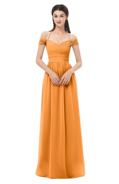 ColsBM Amirah Orange Bridesmaid Dresses Halter Zip up Pleated Floor Length Elegant Short Sleeve