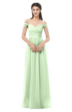 ColsBM Amirah Pale Green Bridesmaid Dresses Halter Zip up Pleated Floor Length Elegant Short Sleeve