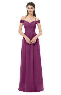 ColsBM Amirah Raspberry Bridesmaid Dresses Halter Zip up Pleated Floor Length Elegant Short Sleeve