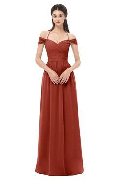 ColsBM Amirah Rust Bridesmaid Dresses Halter Zip up Pleated Floor Length Elegant Short Sleeve