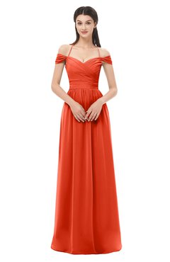 ColsBM Amirah Tangerine Tango Bridesmaid Dresses Halter Zip up Pleated Floor Length Elegant Short Sleeve